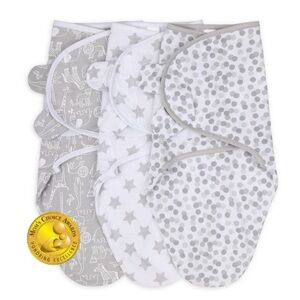 NWT The Peanutshell Swaddle Wrap Gray Safari Sky - S/M 3pk